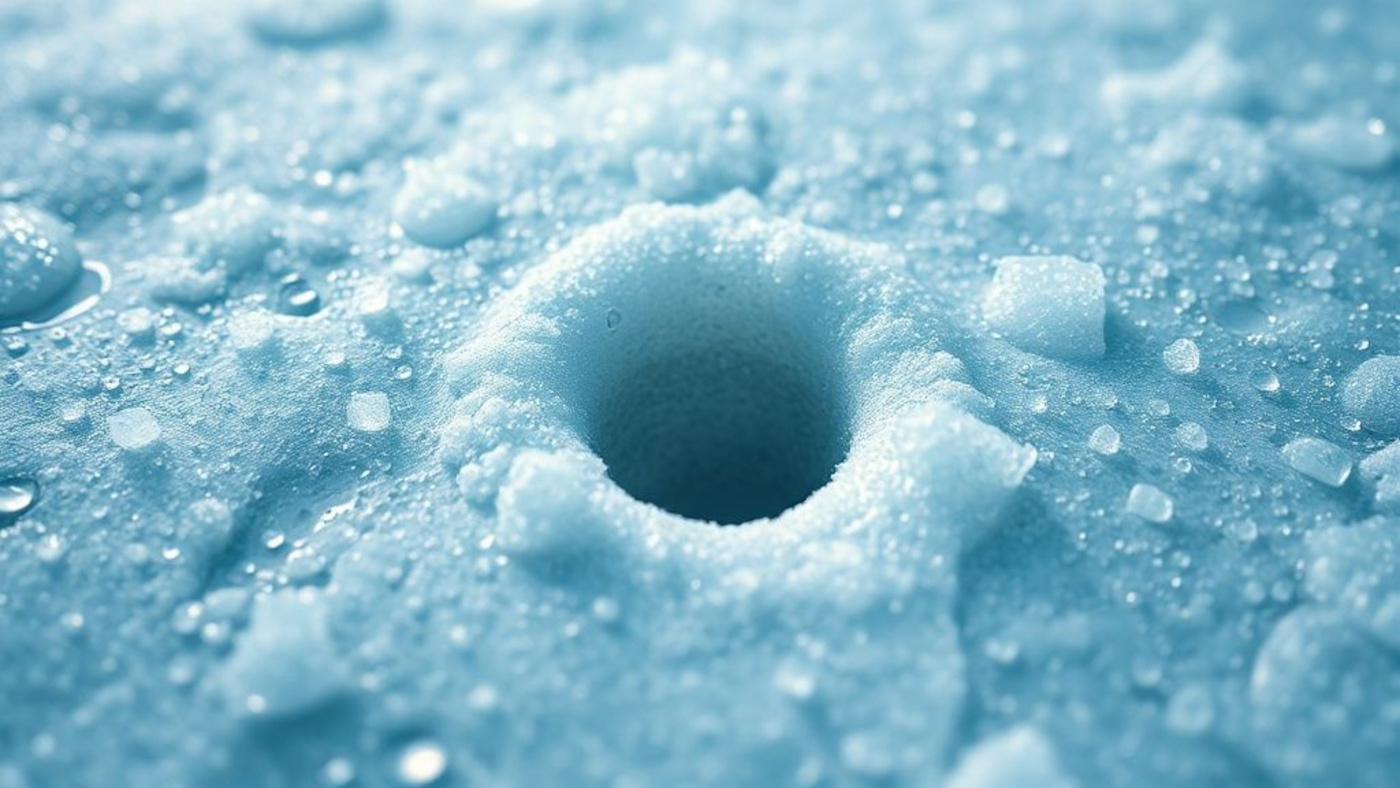 Так работает современный многокомпонентный реагент - плавит лед изнутри.