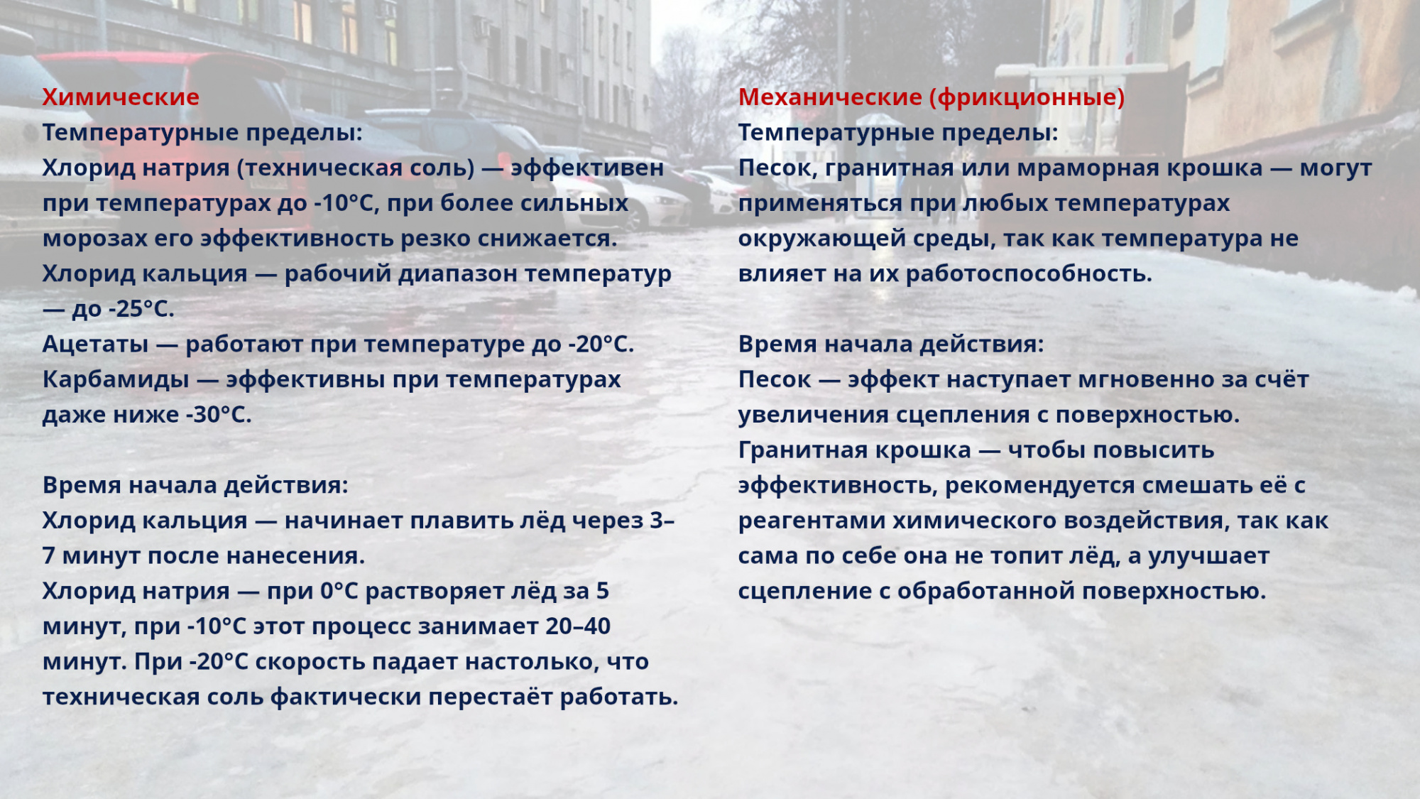 Выбор реагента зависит от минимальной температуры в регионе